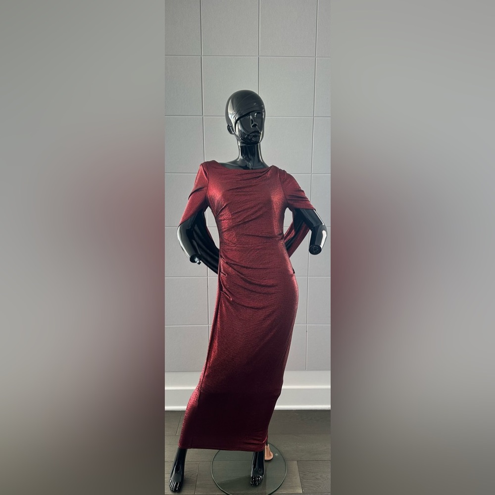 R&M RICHARDS Red Metallic Gown